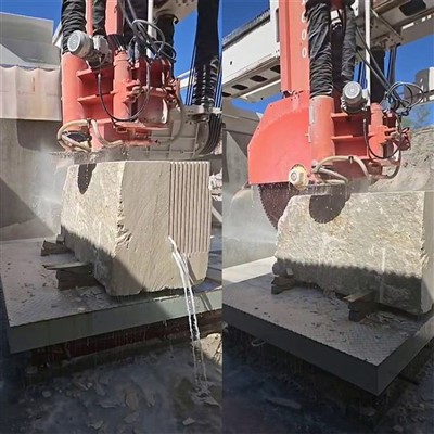 Көлденең жүзі бар мәрмәр блоктарын кесетін станок